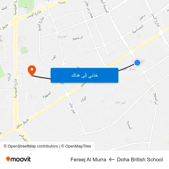 Doha British School to Fereej Al Murra map