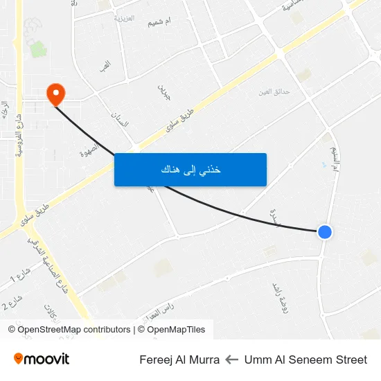 Umm Al Seneem Street to Fereej Al Murra map