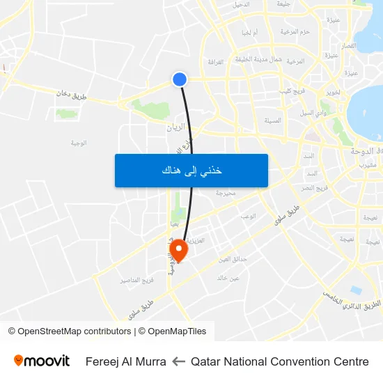 Qatar National Convention Centre to Fereej Al Murra map
