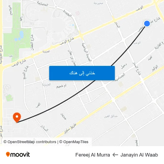 Janayin Al Waab to Fereej Al Murra map