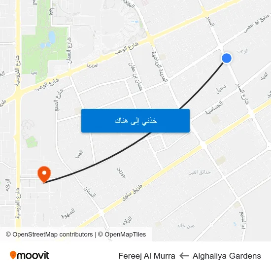 Alghaliya Gardens to Fereej Al Murra map
