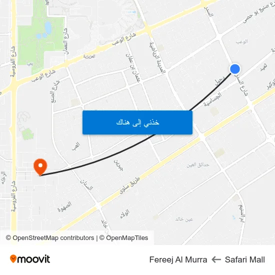 Safari Mall to Fereej Al Murra map