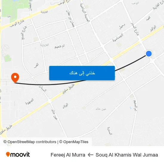 Souq Al Khamis Wal Jumaa to Fereej Al Murra map