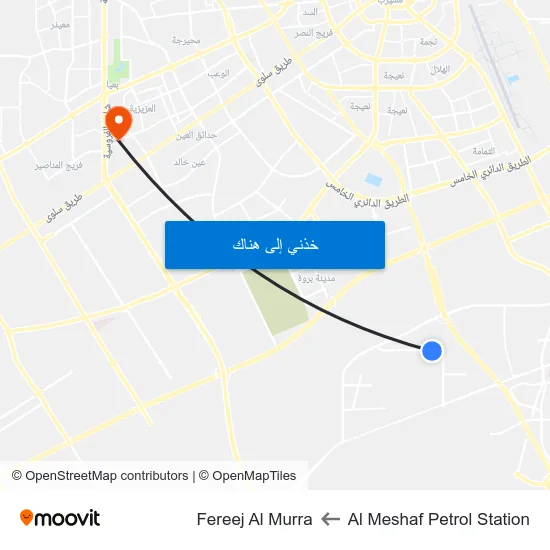 Al Meshaf Petrol Station to Fereej Al Murra map