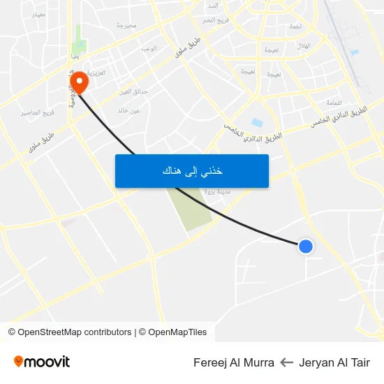 Jeryan Al Tair to Fereej Al Murra map
