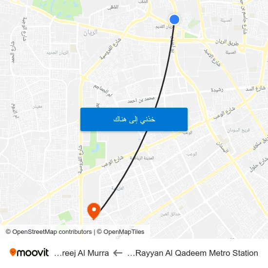 Al Rayyan Al Qadeem Metro Station to Fereej Al Murra map