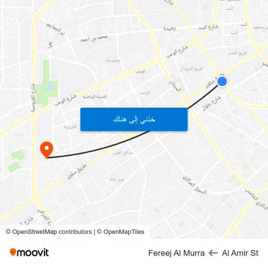 Al Amir St to Fereej Al Murra map