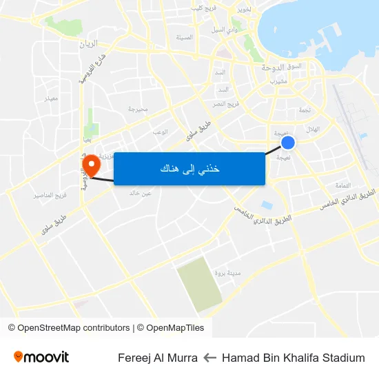 Hamad Bin Khalifa Stadium to Fereej Al Murra map
