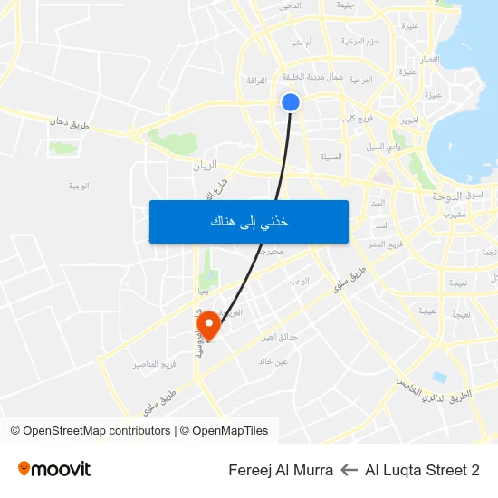 Al Luqta Street 2 to Fereej Al Murra map