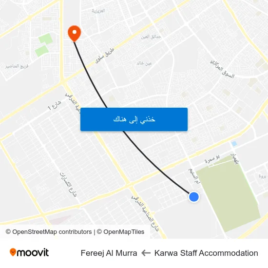 Karwa Staff Accommodation to Fereej Al Murra map
