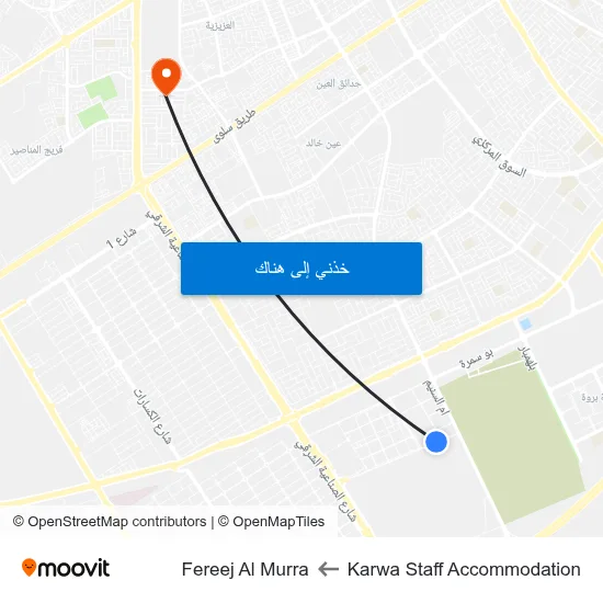Karwa Staff Accommodation to Fereej Al Murra map