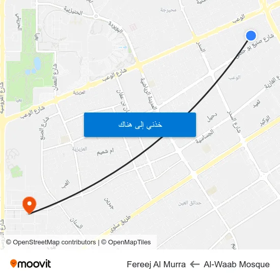 Al-Waab Mosque to Fereej Al Murra map