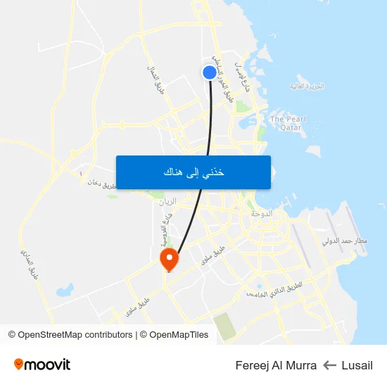 Lusail to Fereej Al Murra map