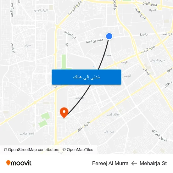 Mehairja St to Fereej Al Murra map