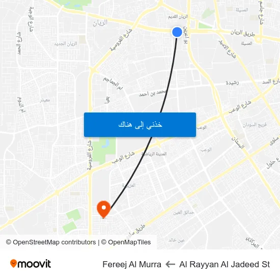 Al Rayyan Al Jadeed St to Fereej Al Murra map