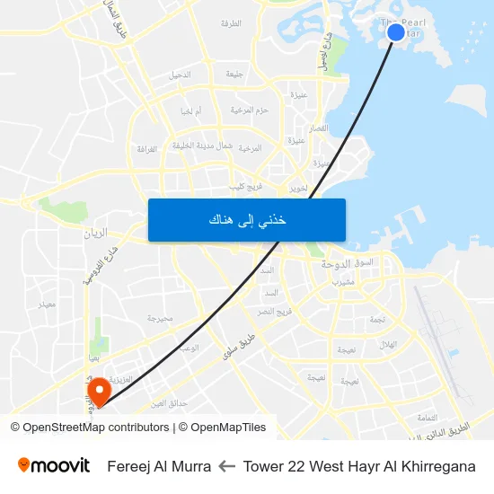Tower 22 West Hayr Al Khirregana to Fereej Al Murra map