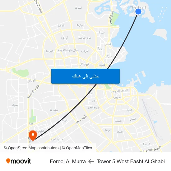 Tower 5 West Fasht Al Ghabi to Fereej Al Murra map