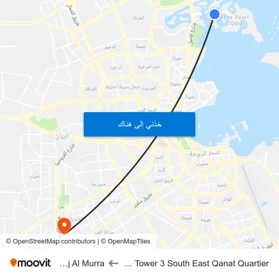 Abraj Bay Tower 3 South East Qanat Quartier to Fereej Al Murra map