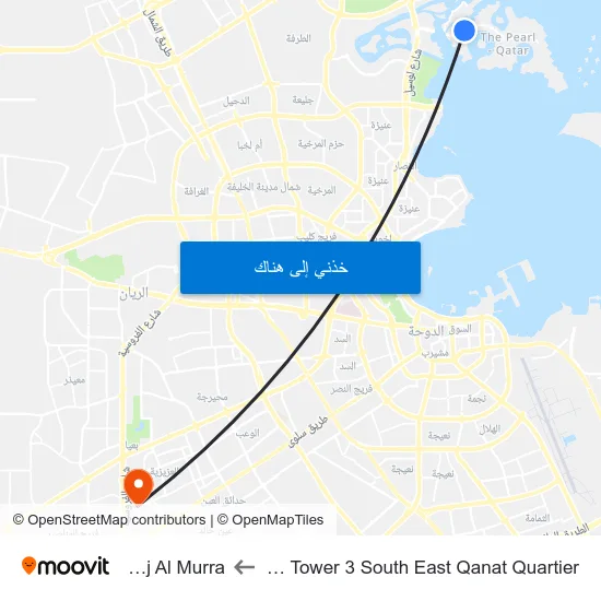 Abraj Bay Tower 3 South East Qanat Quartier to Fereej Al Murra map