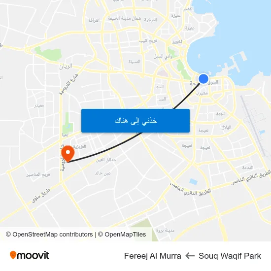 Souq Waqif Park to Fereej Al Murra map