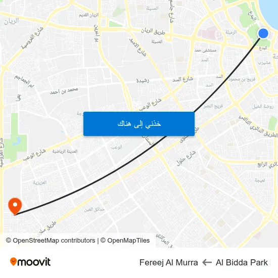 Al Bidda Park to Fereej Al Murra map
