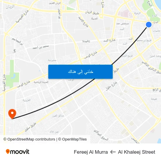 Al Khaleej Street to Fereej Al Murra map
