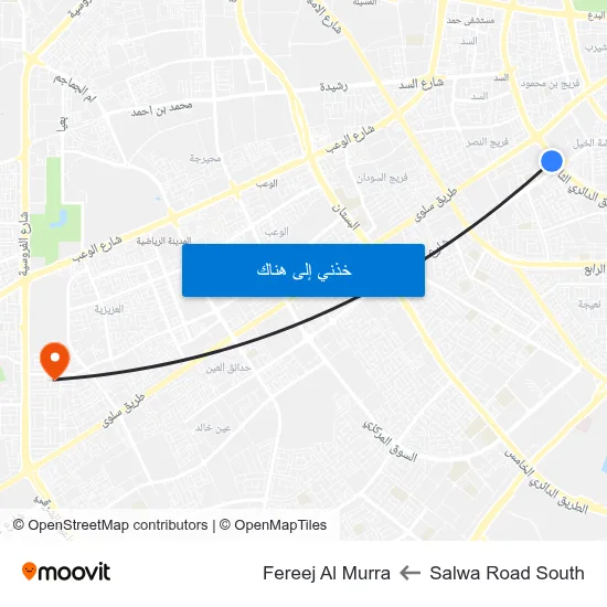 Salwa Road South to Fereej Al Murra map