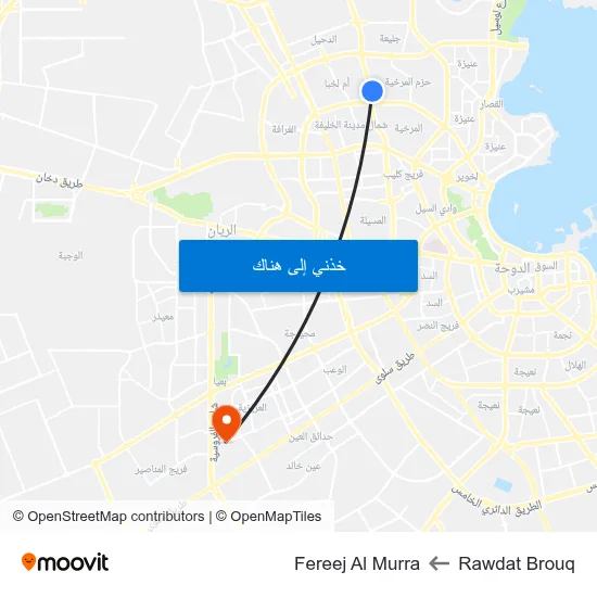 Rawdat Brouq to Fereej Al Murra map