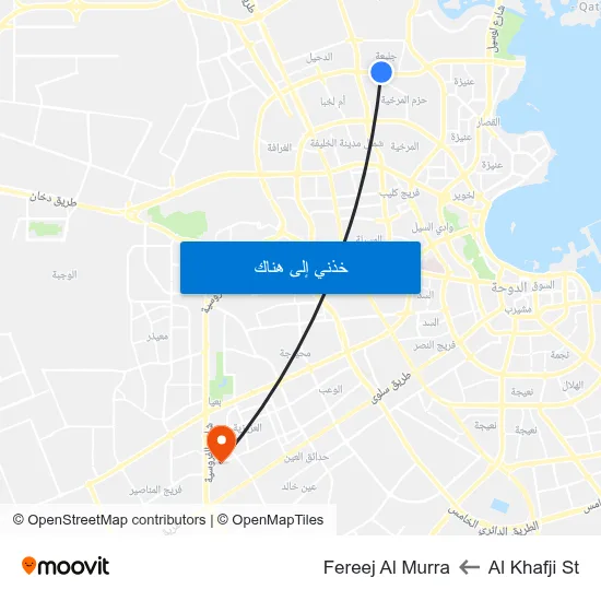 Al Khafji St to Fereej Al Murra map