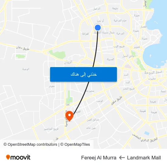 Landmark Mall to Fereej Al Murra map