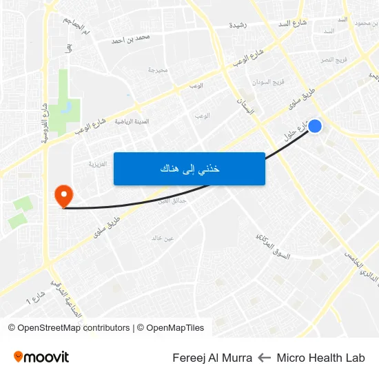 Micro Health Lab to Fereej Al Murra map