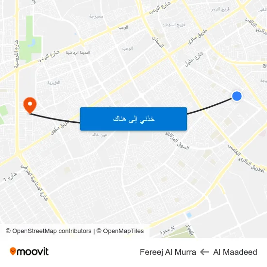 Al Maadeed to Fereej Al Murra map