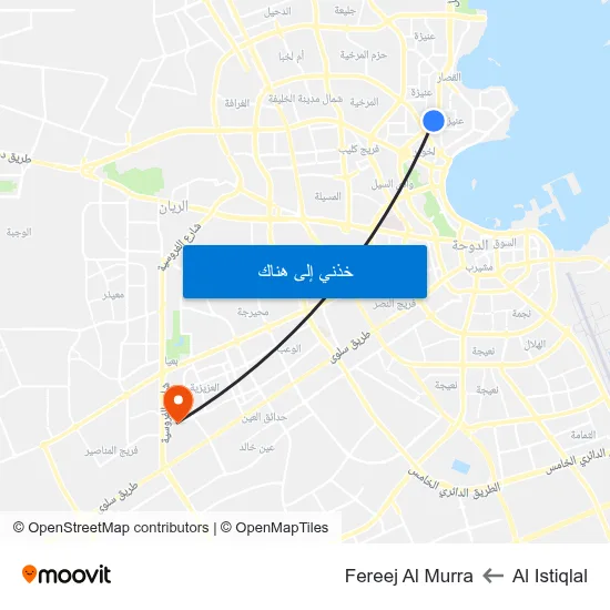 Al Istiqlal to Fereej Al Murra map