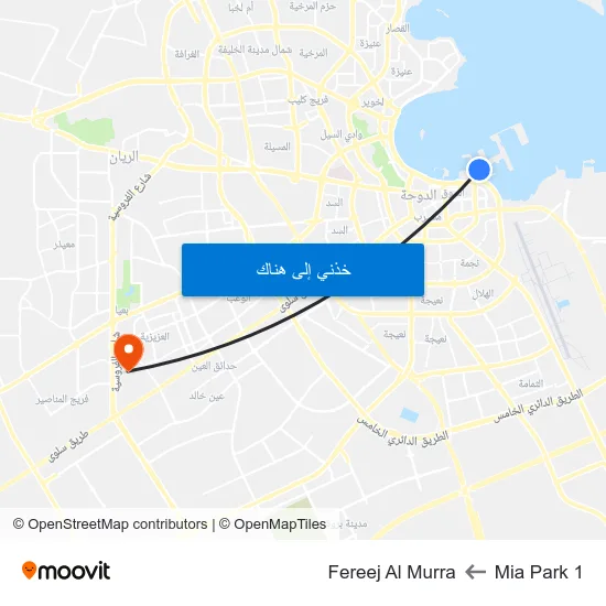 Mia Park 1 to Fereej Al Murra map