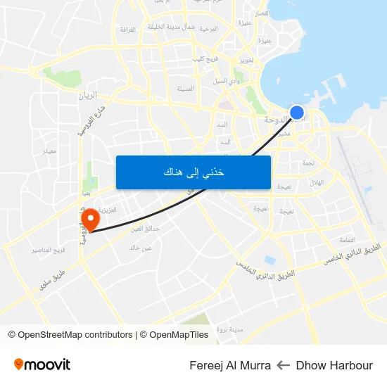 Dhow Harbour to Fereej Al Murra map
