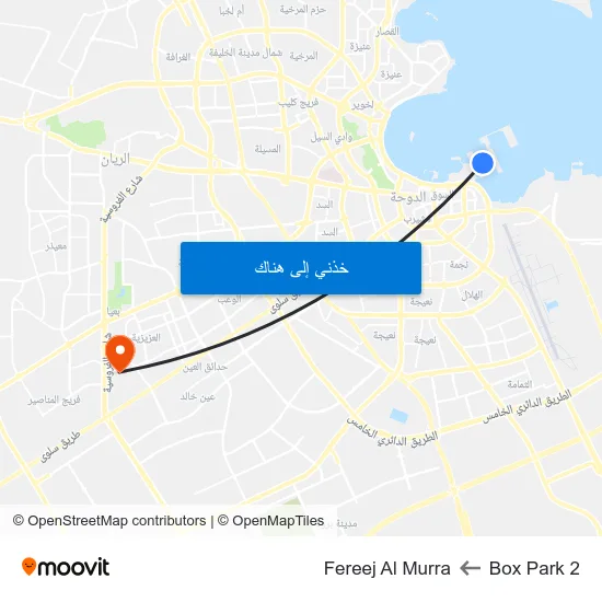 Box Park 2 to Fereej Al Murra map