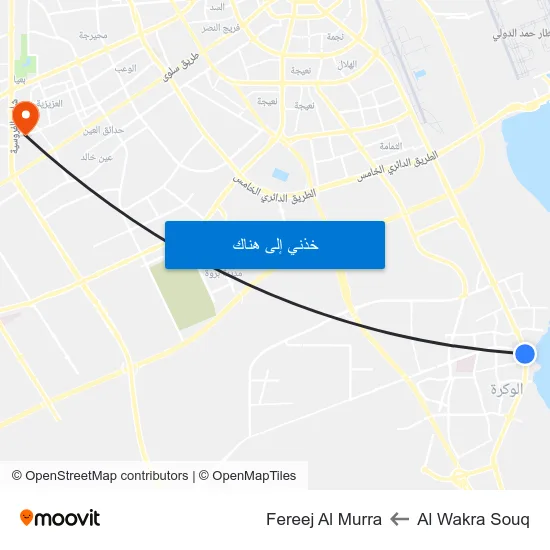 Al Wakra Souq to Fereej Al Murra map
