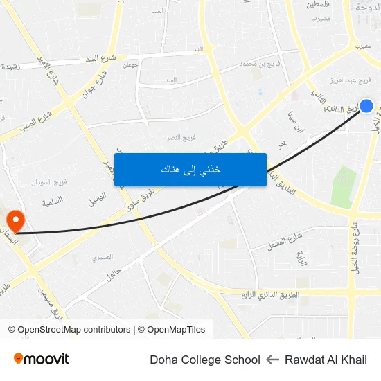 Rawdat Al Khail to Doha College School map