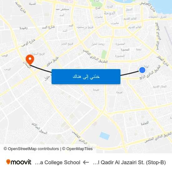 Abdul Qadir Al Jazairi St. (Stop-B) to Doha College School map