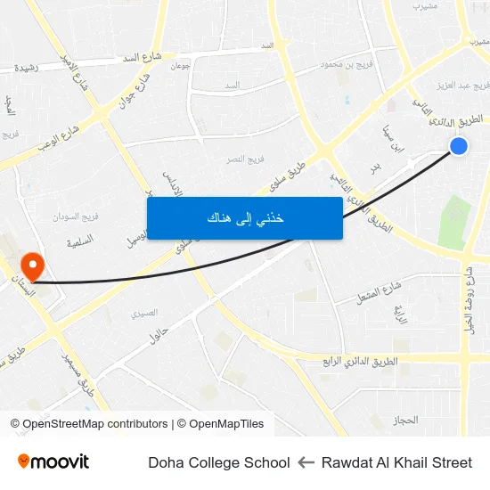 Rawdat Al Khail Street to Doha College School map