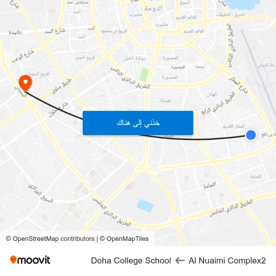 Al Nuaimi Complex2 to Doha College School map