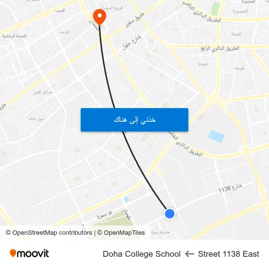 Street 1138 East to Doha College School map