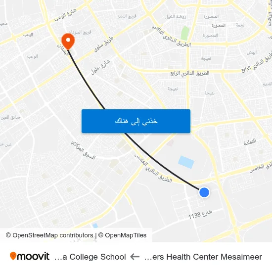 Workers Health Center Mesaimeer to Doha College School map