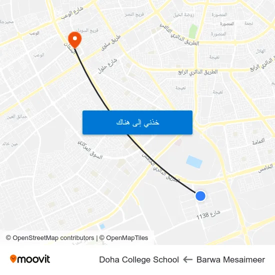 Barwa Mesaimeer to Doha College School map