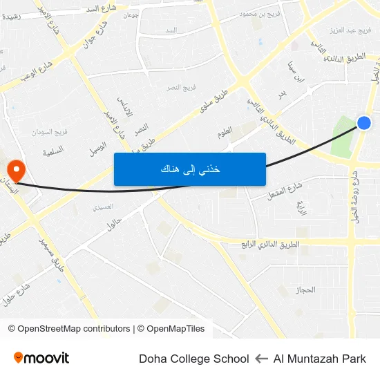 Al Muntazah Park to Doha College School map