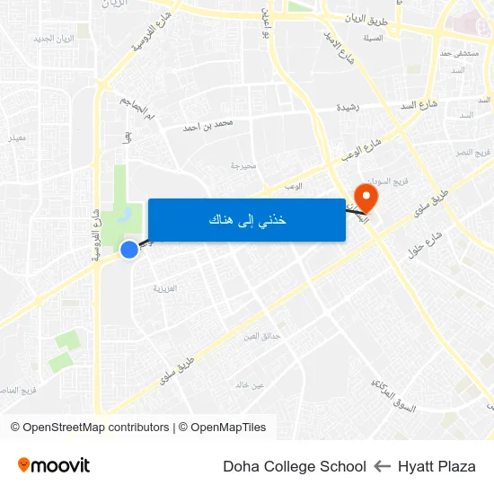 Hyatt Plaza to Doha College School map