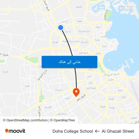 Al Ghazali Street to Doha College School map