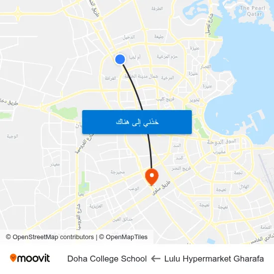 Lulu Hypermarket Gharafa to Doha College School map