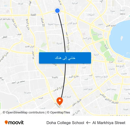 Al Markhiya Street to Doha College School map