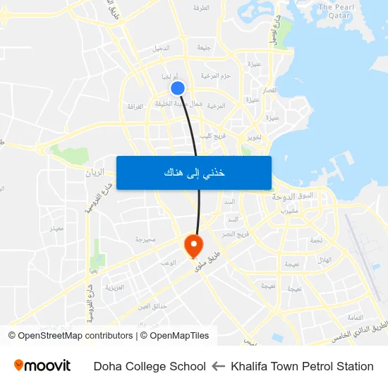 Khalifa Town Petrol Station to Doha College School map